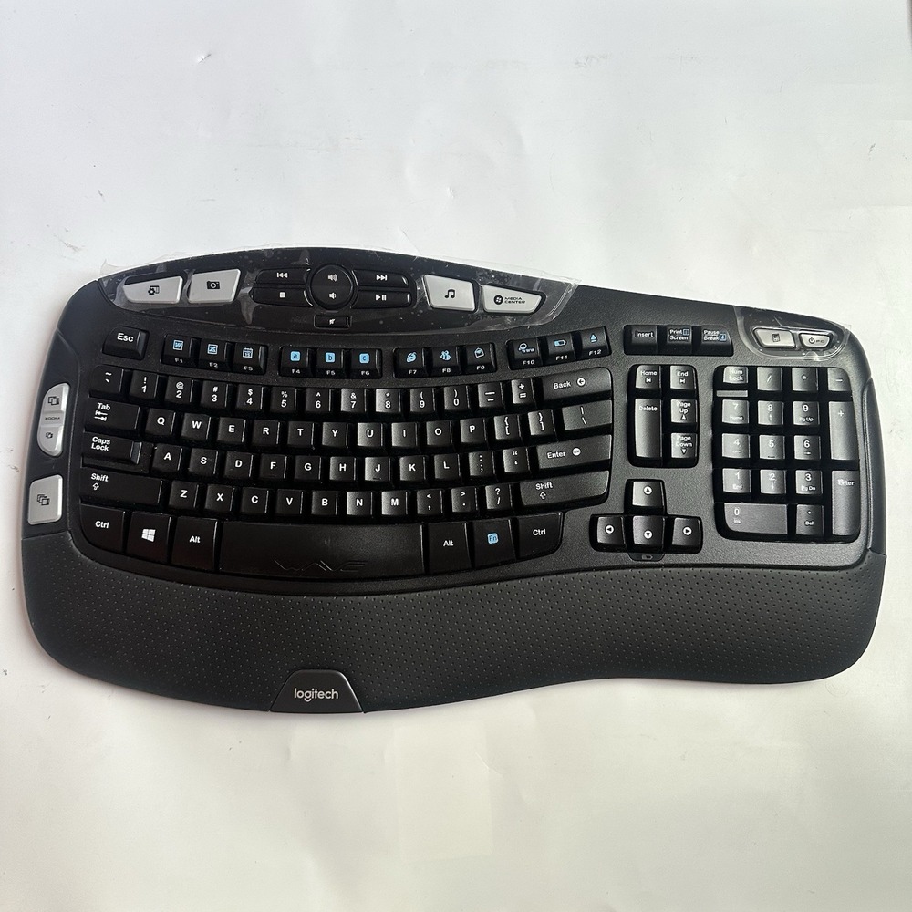 Logitech K350 Wireless Wave Keyboard Ergonomic Black NO USB Dongle NWOB